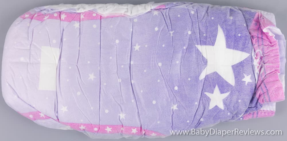 Folded front view of diaper with stars detail