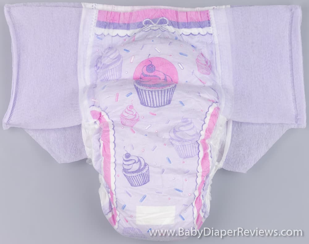 Goodnites Girls front folded diaper with cupcakes