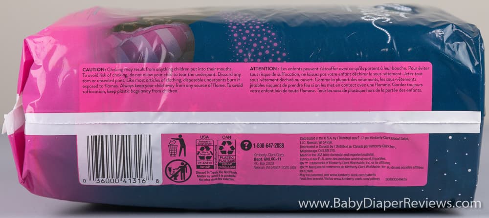 Right side view of Target Up and Up diapers with UPC information