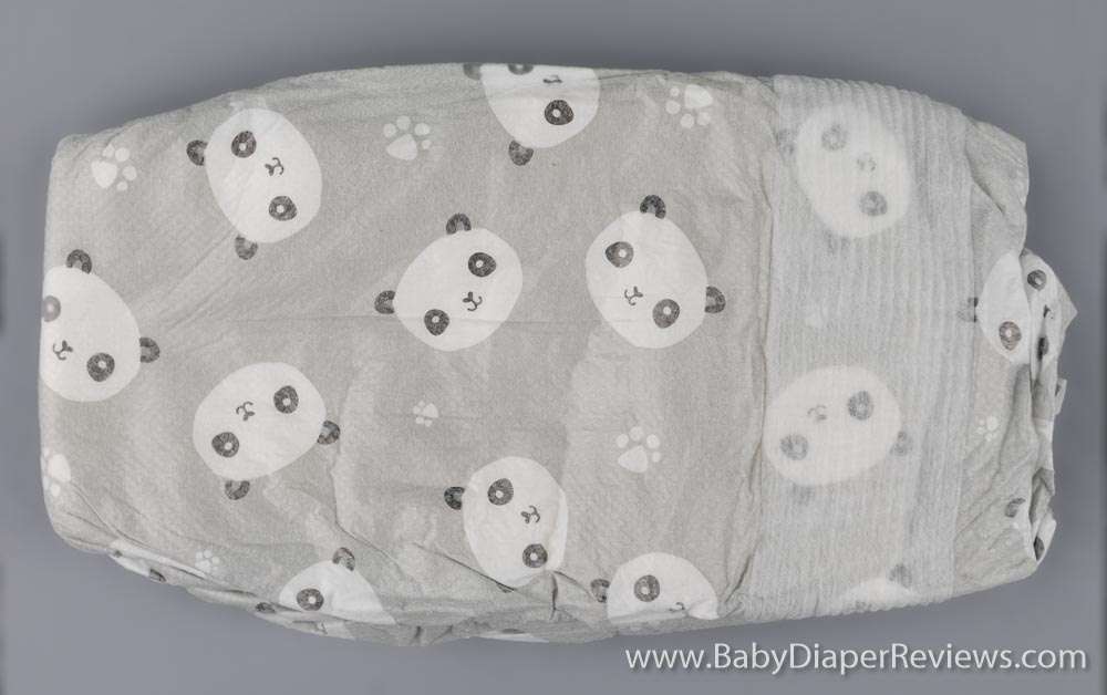 Top of diaper folded with panda pattern