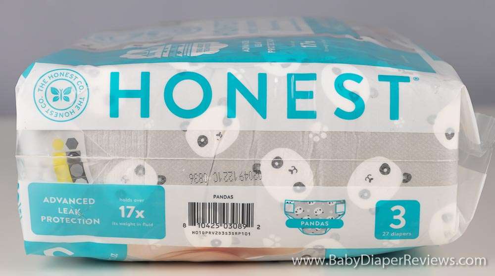 Right side showing UPC code for Honest Company diapers