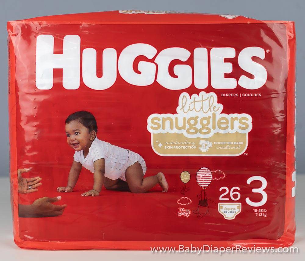 Close up view of Huggies Little Snugglers size three diapers