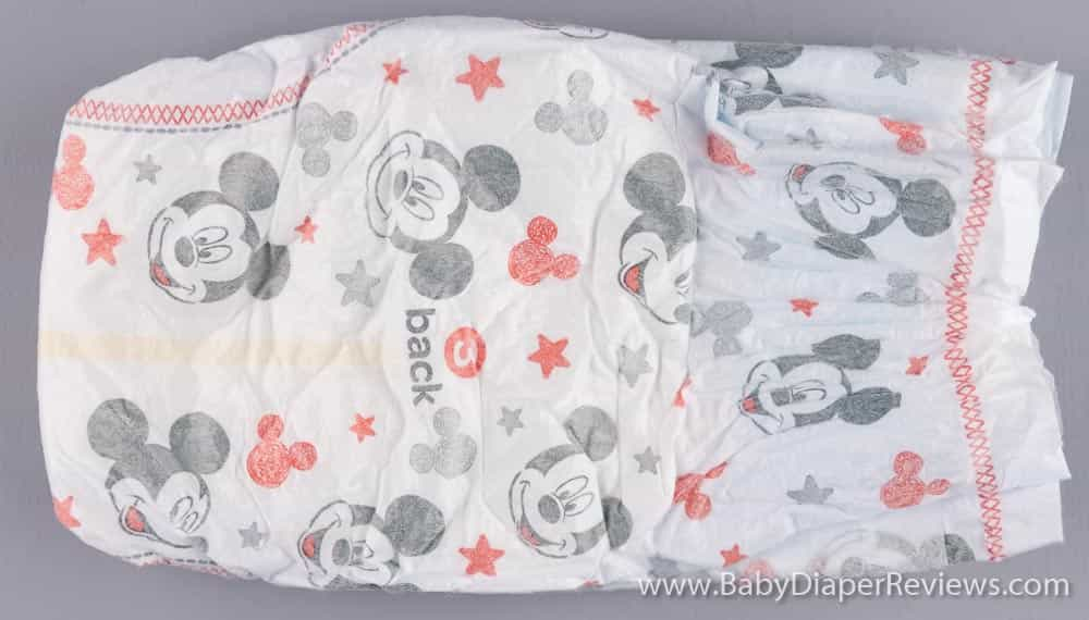 Folded front view of diaper with Mickey detail