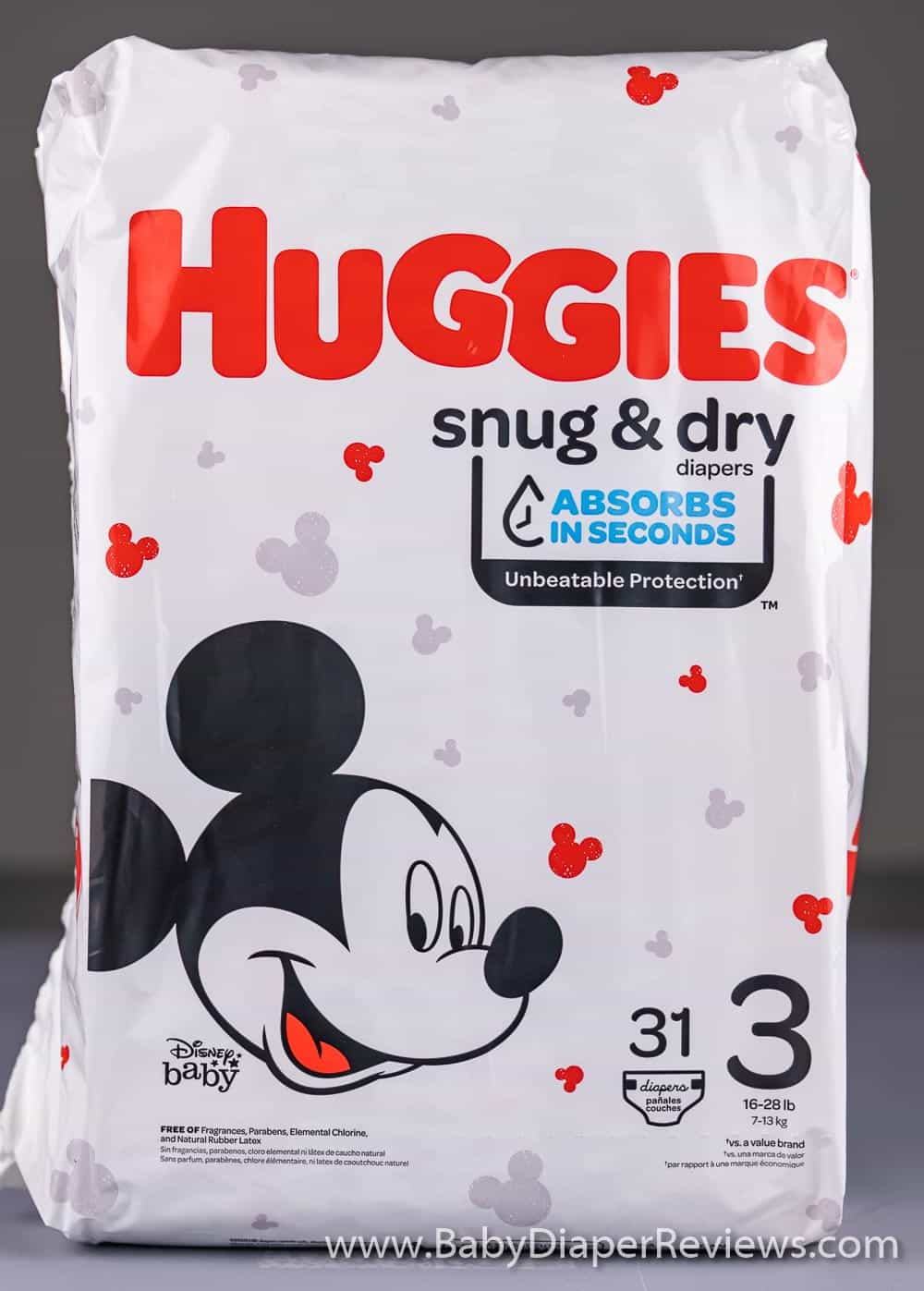 Detail view of Huggies Snug and Dry diapers