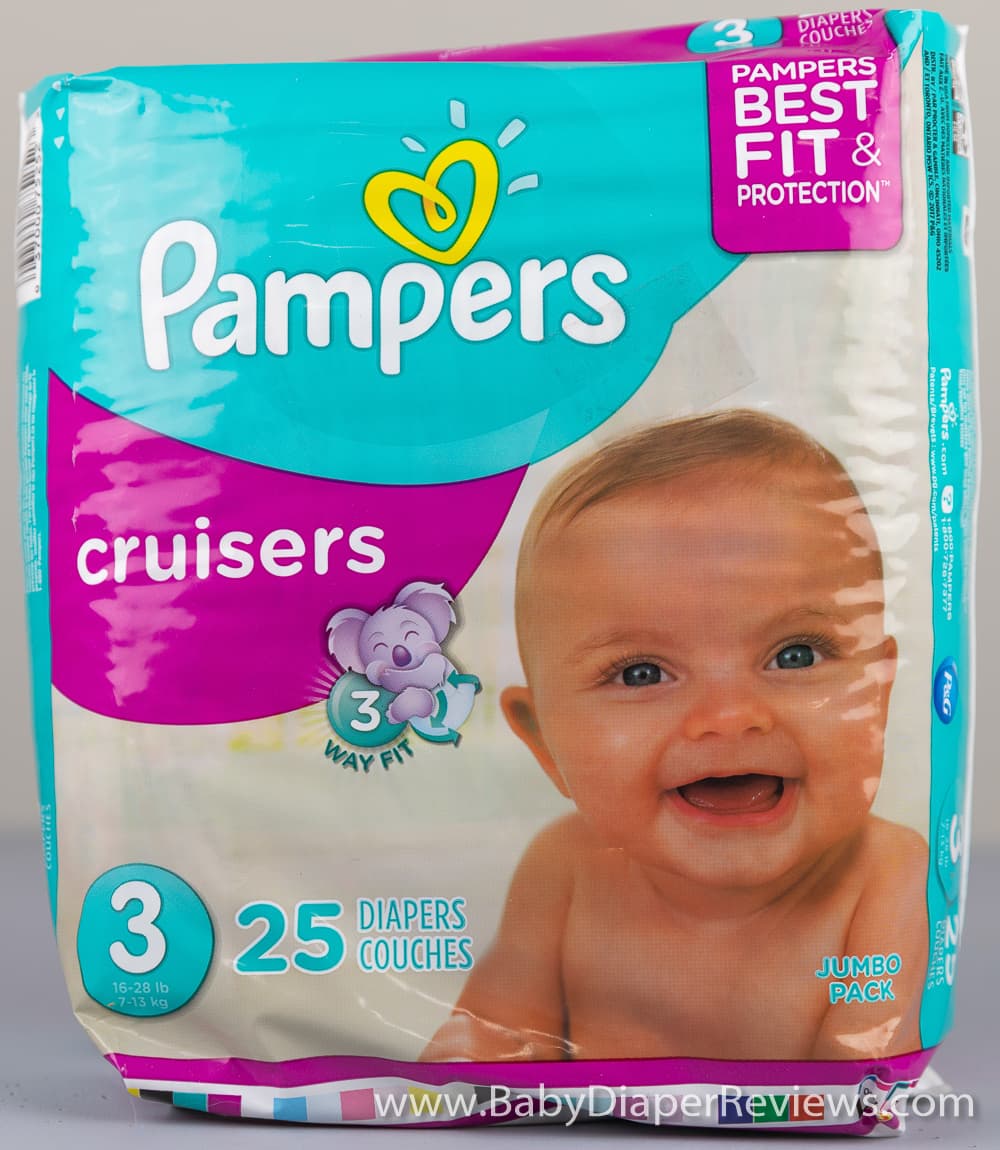 Close up view of Pampers Cruisers size three diapers