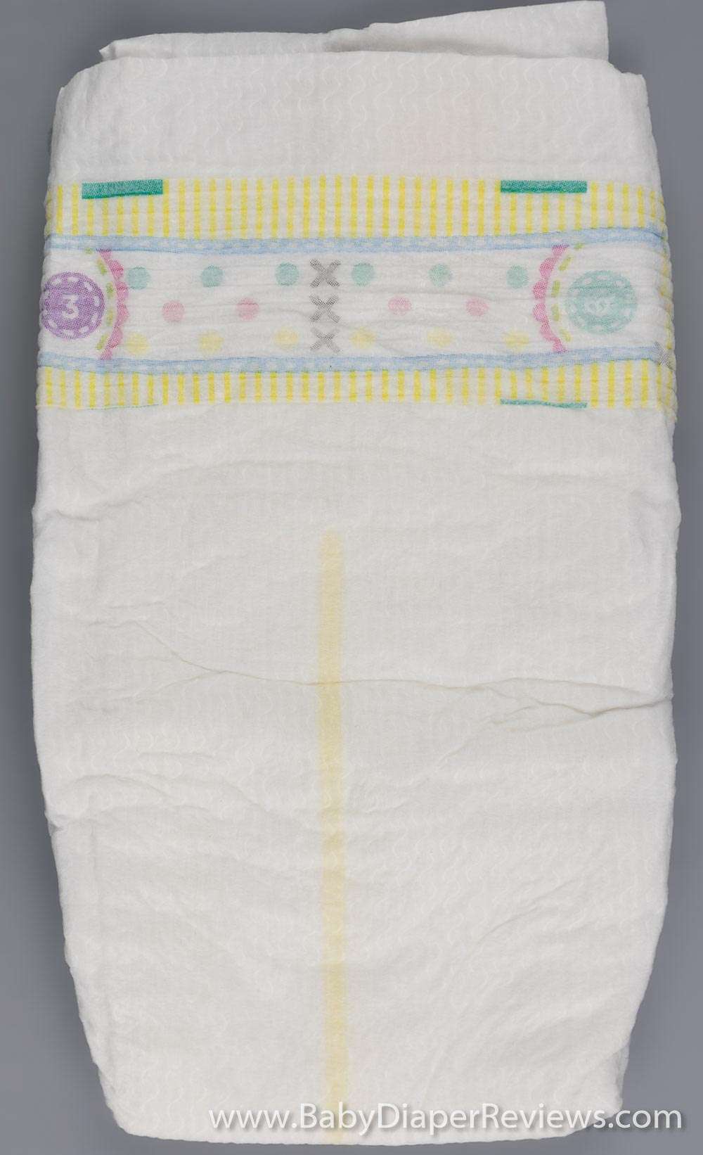 Folded front of diaper with design detail