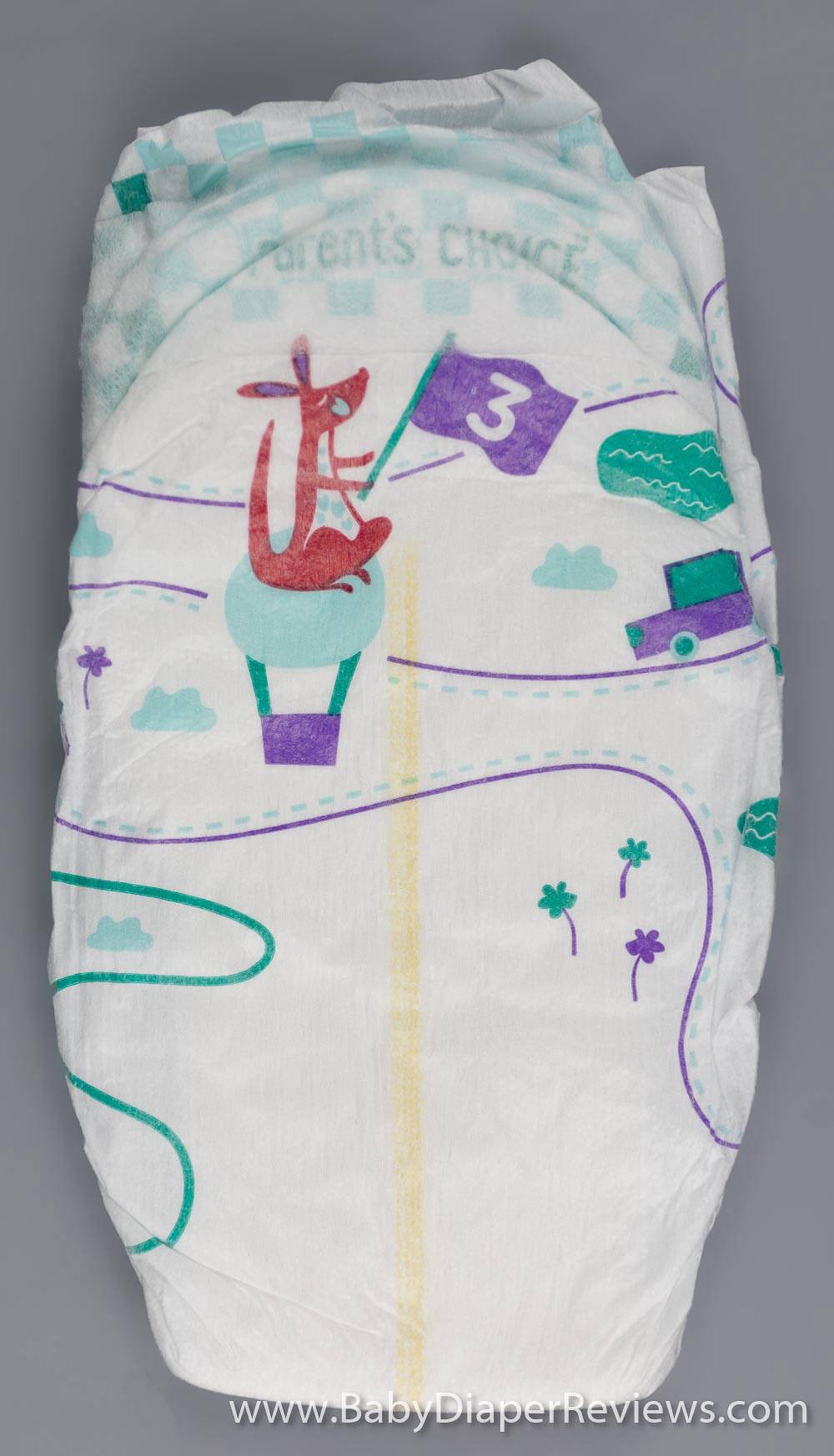 Folded front of diaper with Kangaroo detail