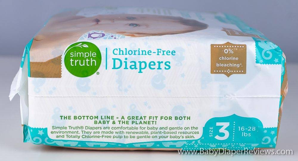 Side view of zero chlorine Simple truth diapers