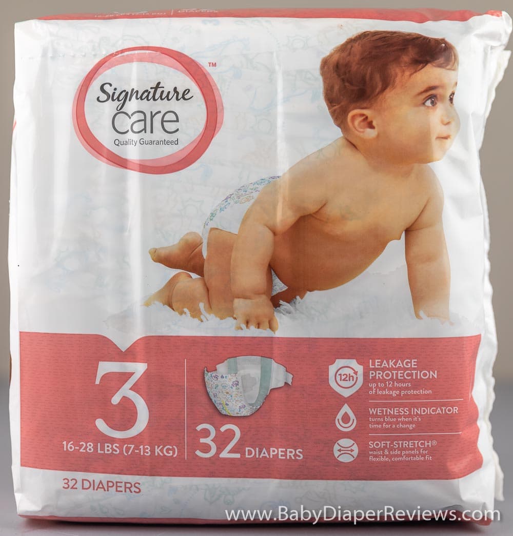 Detail view of Signature Care diapers back